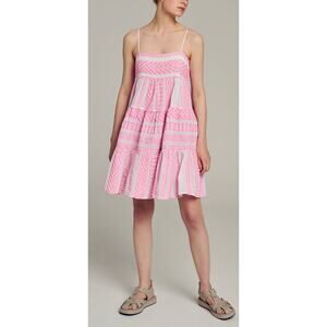 Devotion Twins Lipsi Mini Swing Dress Neon Pink White Print Anthropologie Sm